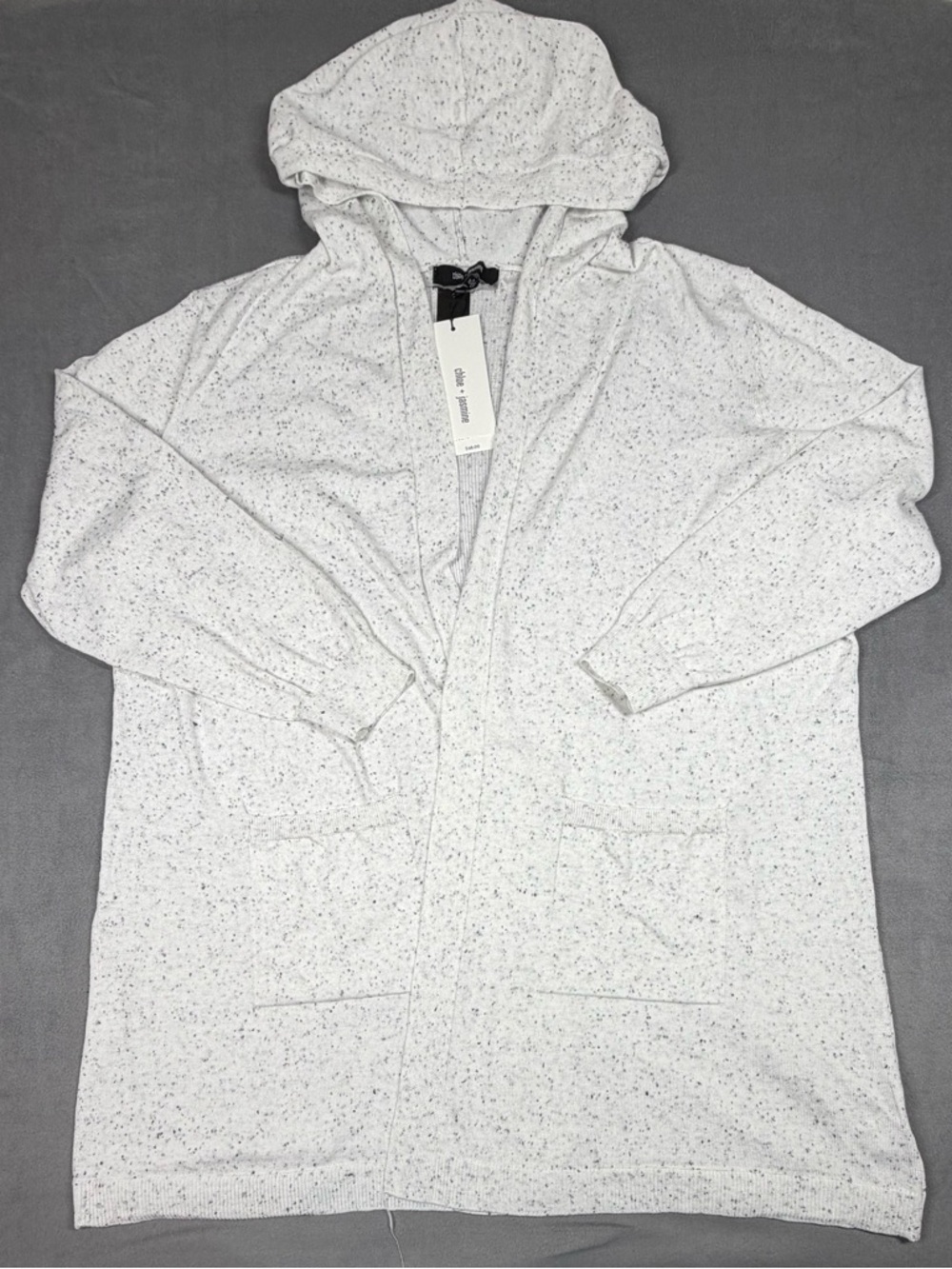 Chloe + Jasmine Cozy Speckled Hooded Cardigan - Ivory